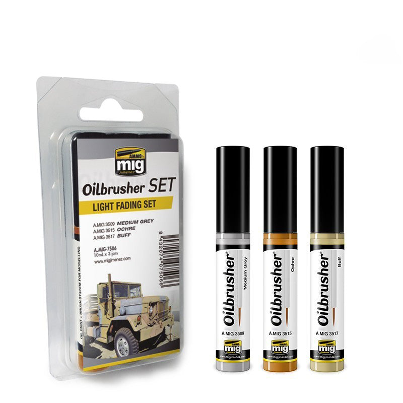 AMMO by Mig 7506 Light Fading Oilbrusher Paint Set (3 Colors) 10ml Bottles