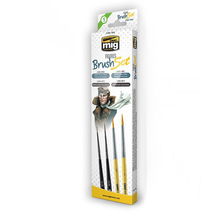 AMMO by Mig 7600 Figures Brush Set: Synthetic Rounds & Marta Kolinsky