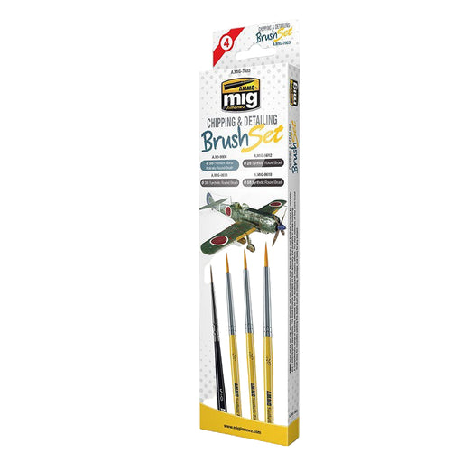 AMMO by Mig 7603 Chipping & Detailing Brush Set: Synthetic Rounds & Marta Kolinsky