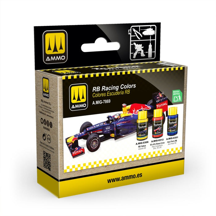 AMMO by Mig 7869 Cobra Motor: RB Racing Cars Acrylic Lacquer Paint Set (3 Colors) 30ml Bottles
