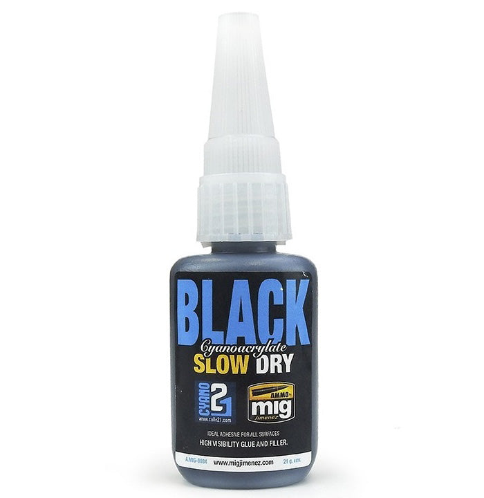 AMMO by Mig 8034 Black Slow Dry Cyanoacrylate Glue 21g Bottle
