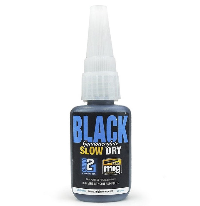 AMMO by Mig 8034 Black Slow Dry Cyanoacrylate Glue 21g Bottle