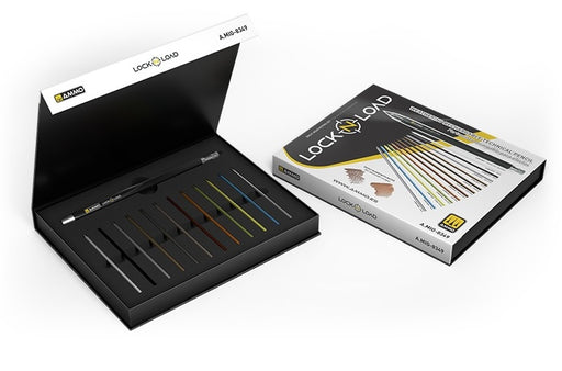 AMMO by Mig 8349 Weathering Changeable Technical Pencil w/13 Lead Colors Box Set