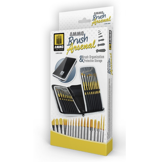 AMMO by Mig 8580 Brush Arsenal Set with Brush Organization & Protective Storage