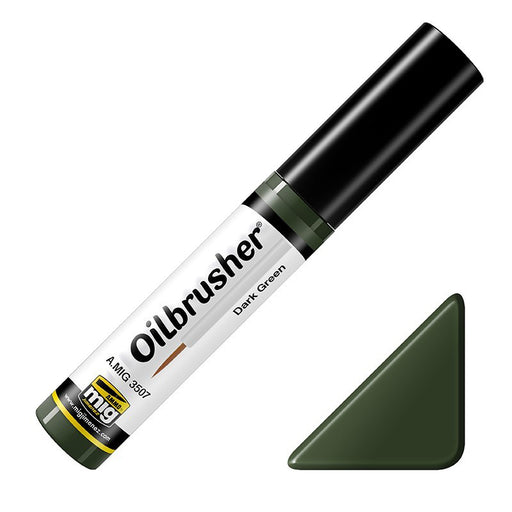 AMMO by Mig A.MIG-3507 Oilbrusher Dark Green with Fine Brush Applicator