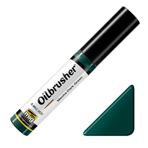 AMMO by Mig A.MIG-3531 Oilbrusher Mecha Dark Green with Fine Brush Applicator