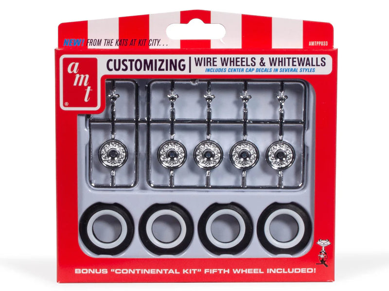 amt 033 1/25 Customizing Wire Wheels & Whitewall Tires Parts Pack