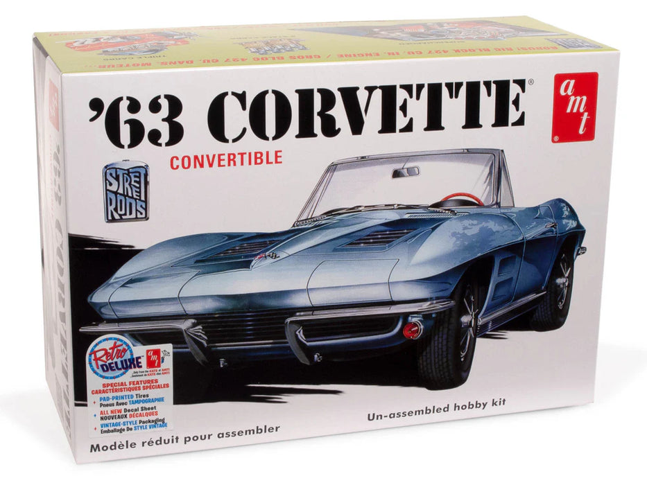 amt 1335 1/25 1963 Chevrolet Corvette Convertible Skill Level 2 Model Kit