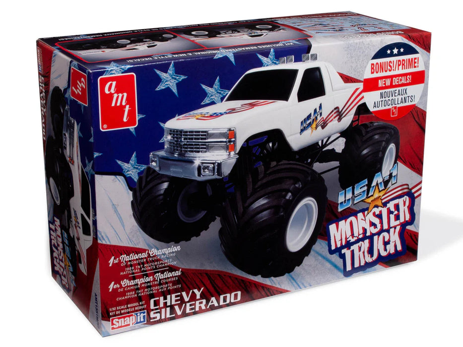 amt 1351 1/32 Chevy Silverado USA-1 Monster Truck Snap Model Kit