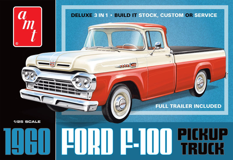 amt 1407 1/25 1960 Ford F-100 Pickup Truck with Trailer Skill Level 2 Model Kit