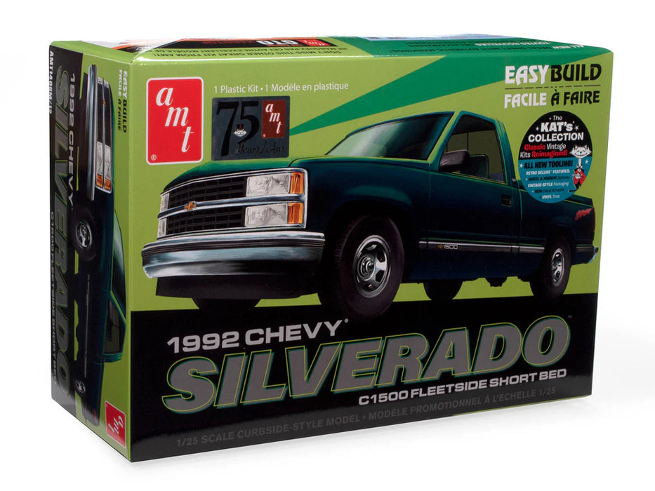 amt 1408 1/25 1992 Chevrolet Silverado Shortbed Fleetside Pickup Truck Skill 2 Model Kit