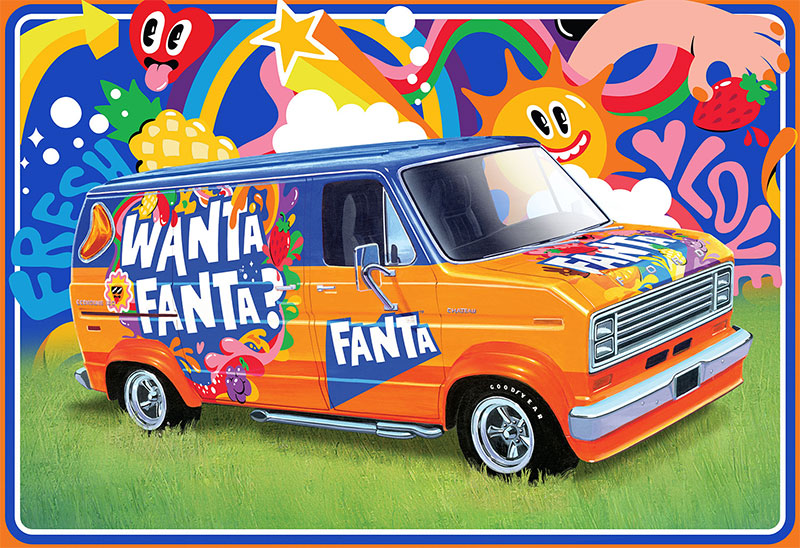 amt 1471 1/25 1977 Ford Custom Van Fanta Skill 2 Model Kit