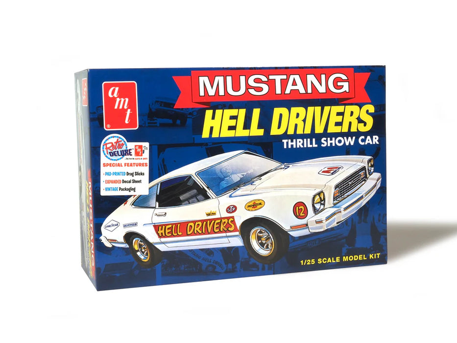 amt 1475 1/25 1977 Ford Mustang Hells Drivers Skill 2 Model Car Kit