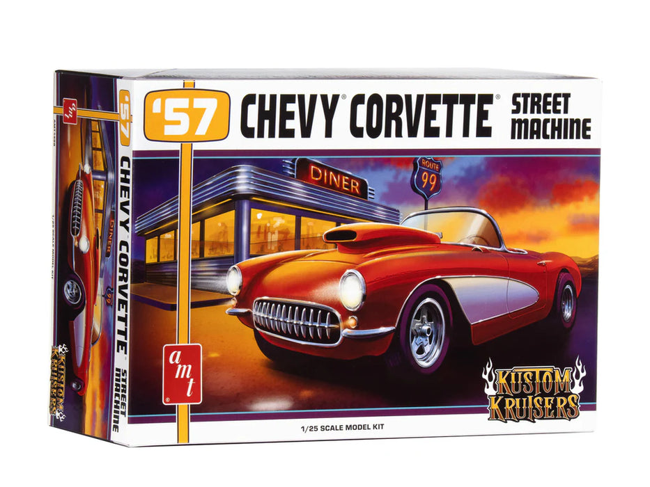 amt 1498 1/25 1957 Chevy Corvette Street Machine Skill 2 Model Car Kit