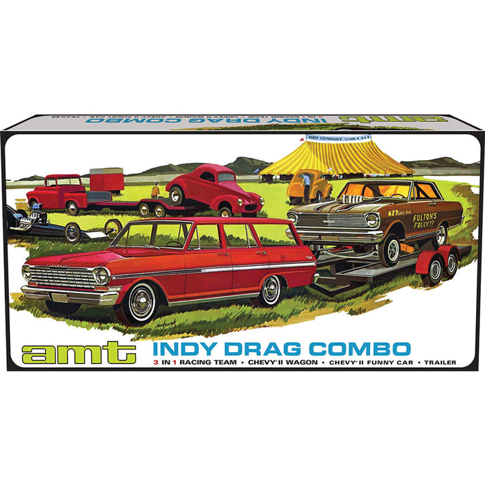 amt 1520 1/25 Indy Drag Combo Chevy II Wagon Funny Car and Trailer 3 In 1 Model Kit