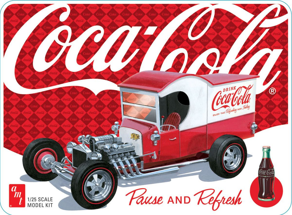 amt 1523 1/25 1925 Ford Model T Panel Coca-Cola Model Car Kit with Tin Packaging