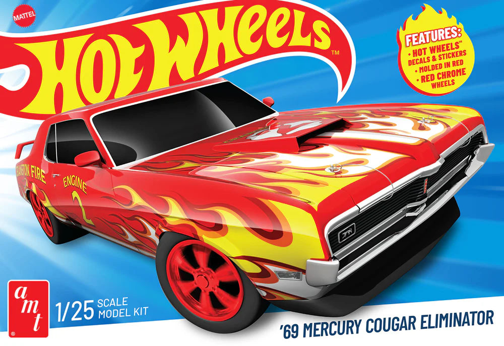 amt 1527 1/25 Hot Wheels 1969 Mercury Cougar Eliminator Skill 2 Model Car Kit