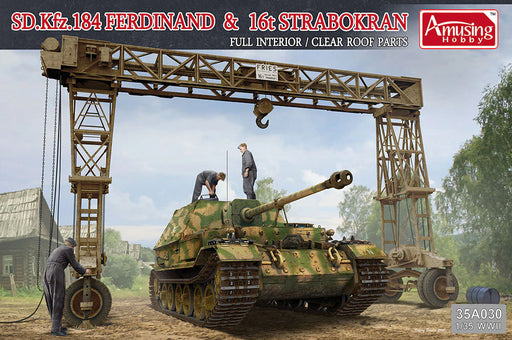 Amusing Hobby 35A030 1/35 Sd.Kfz.184 Ferdinand Tank and Strabokran Gantry Model Kit