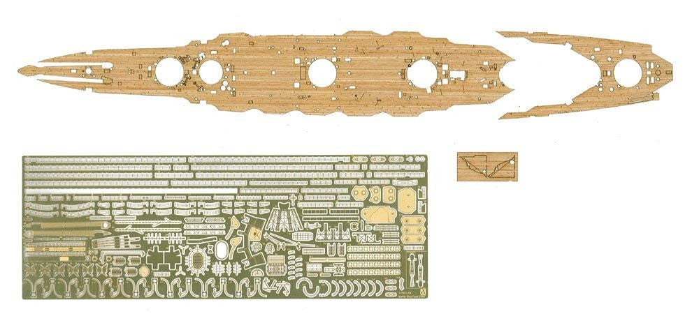 Aoshima 00104 1/700 Fuso 1944 Wooden Deck Sheet & Photoetched Parts Set