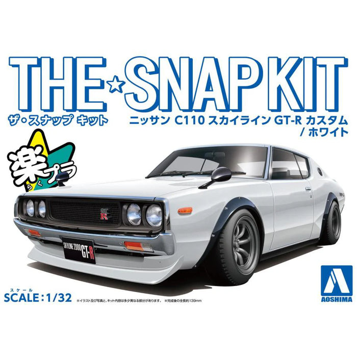 Aoshima 06683 1/32 The Snap Kit #18-SP2 White Nissan C110 Skyline GT-R