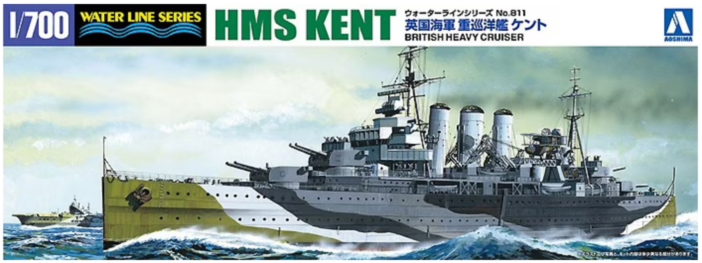 Aoshima 56738 1/700 HMS Kent Heavy Cruiser Waterline Model Ship Kit