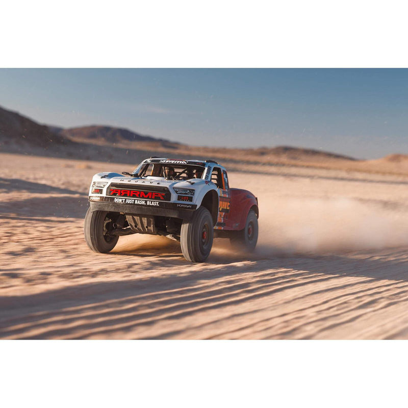 ARRMA ARA4404T1 1/8th MOJAVE 4S BLX Desert Truck - White/Red