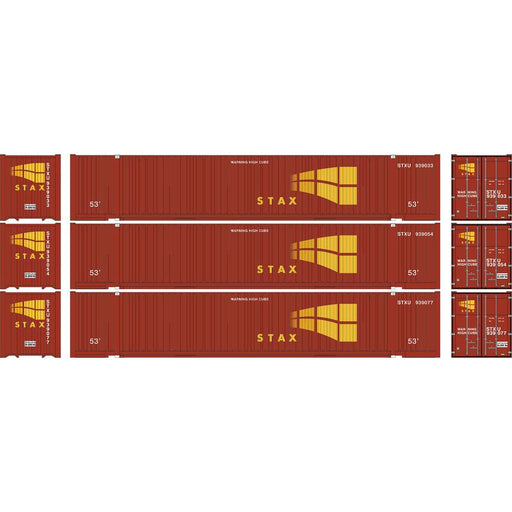 Athearn 1003 HO Scale 53' Jindo Intermodal Container STAX STXU 3-Pack