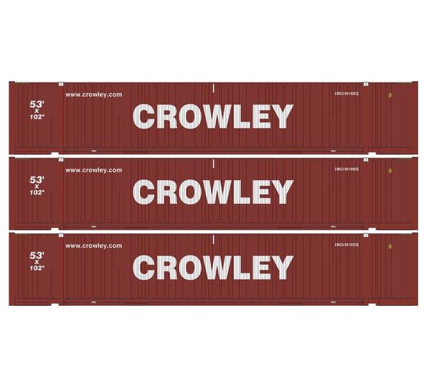 Athearn 1058 HO Scale 53' Jindo Intermodal Container Crowley CMCU 3-Pack