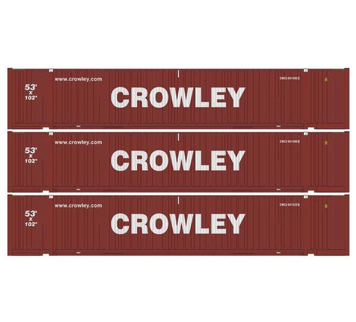 Athearn 1058 HO Scale 53' Jindo Intermodal Container Crowley CMCU 3-Pack