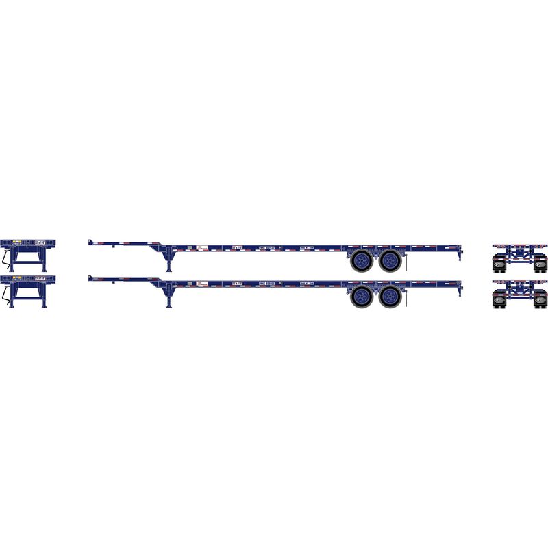 Athearn 1129 HO Scale 53' Container Chassis Pacer StackTrain PAHZ 2-Pack