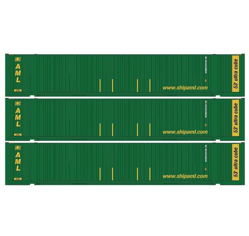 Athearn 1176 HO Scale 53' Jindo Intermodal Container Alaska Marine ALMU 3-Pack