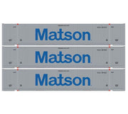 Athearn 1210 HO Scale 53' Jindo Intermodal Container Matson MLHU 3-Pack