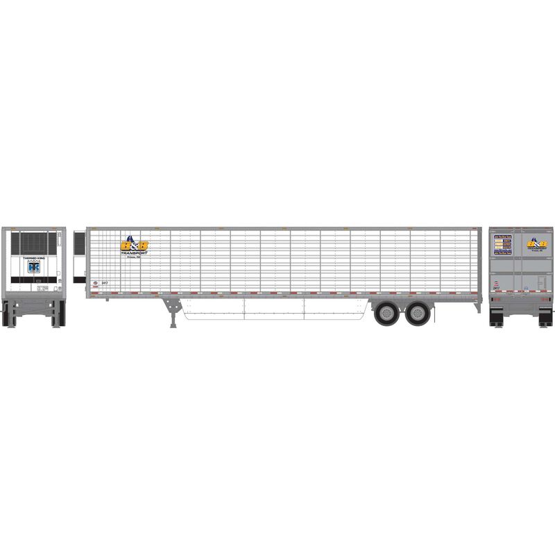 Athearn 26753 HO Scale 53' Utility Reefer Trailer B&B Transport 2417