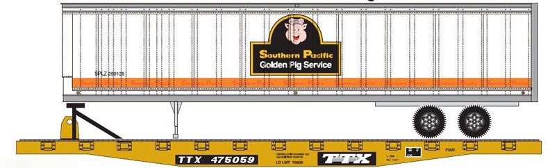 Athearn 29298 HO Scale 50' TTX Flatcar with SP Trailer  - NOS
