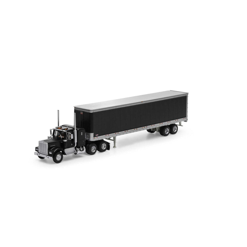 Athearn 41086 HO Scale Kenworth Tractor with 45' Smooth Side Trailer Black
