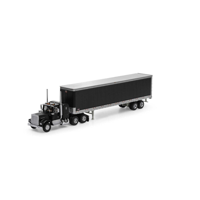 Athearn 41086 HO Scale Kenworth Tractor with 45' Smooth Side Trailer Black