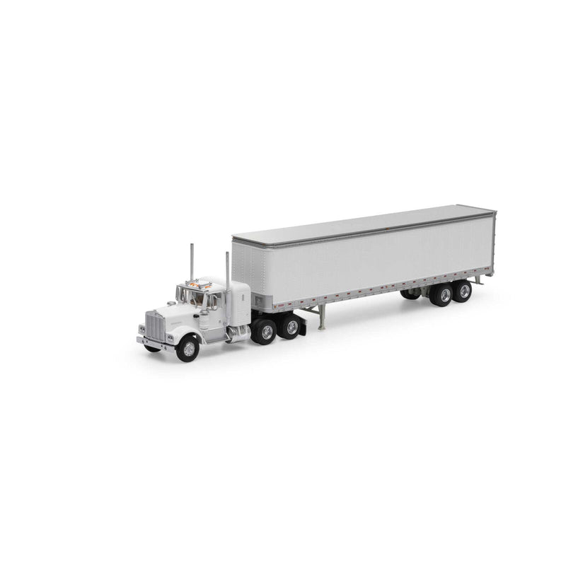Athearn 41087 HO Scale Kenworth Tractor with 45' Smooth Side Trailer White