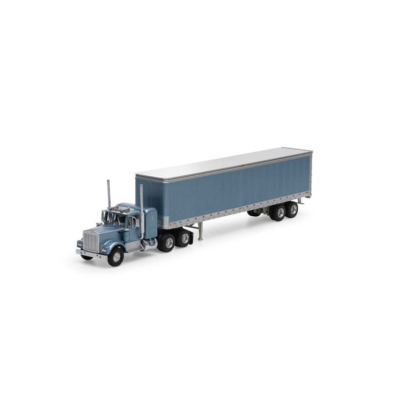 Athearn 41090 HO Scale Kenworth Tractor with 45' Smooth Side Trailer Metallic Blue