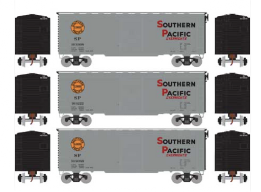 Athearn 73698 HO Scale 40' Boxcar 3 Car Set Southern Pacific SP "Overnight" - NOS