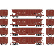 Athearn 7634 HO Scale 40' Ballast Hopper Santa Fe ATSF 4 Pack #1