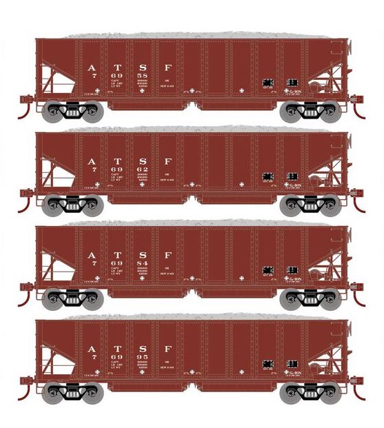 Athearn 7634 HO Scale 40' Ballast Hopper Santa Fe ATSF 4 Pack #1