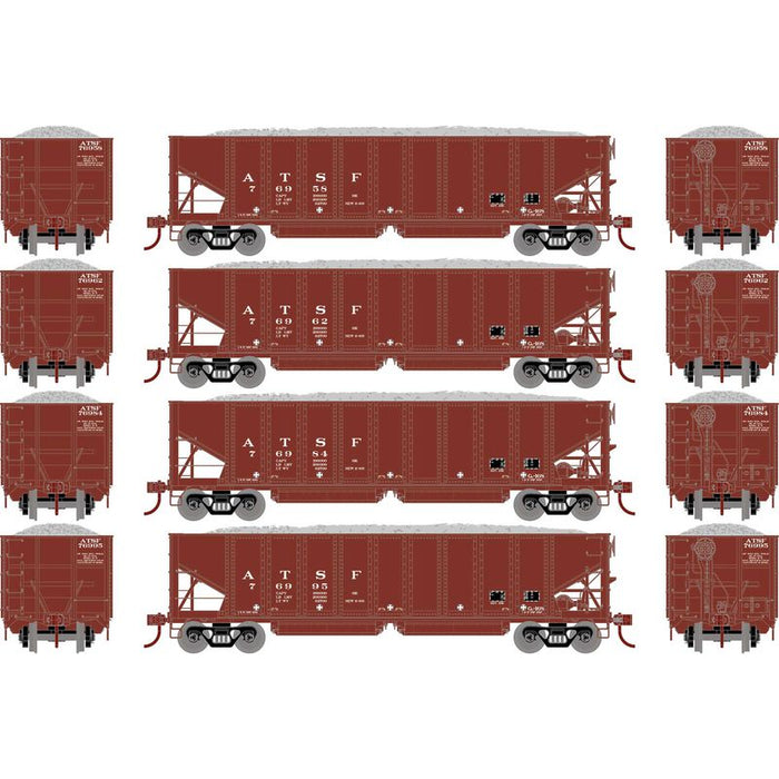 Athearn 7634 HO Scale 40' Ballast Hopper Santa Fe ATSF 4 Pack #1