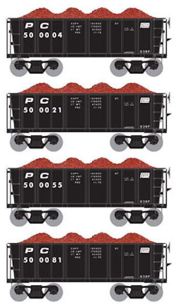 Athearn 97697 HO Scale 26' Low Side Ore Car Penn Central PC 4 Pack - NOS