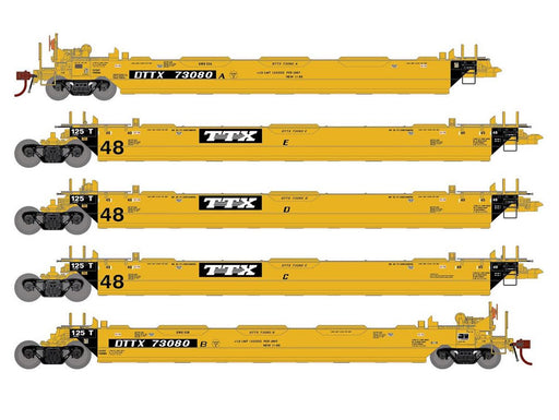 Athearn Genesis G1001 HO Scale Maxi II 5 Unit Well Car Trailer Train TTX DTTX 73080