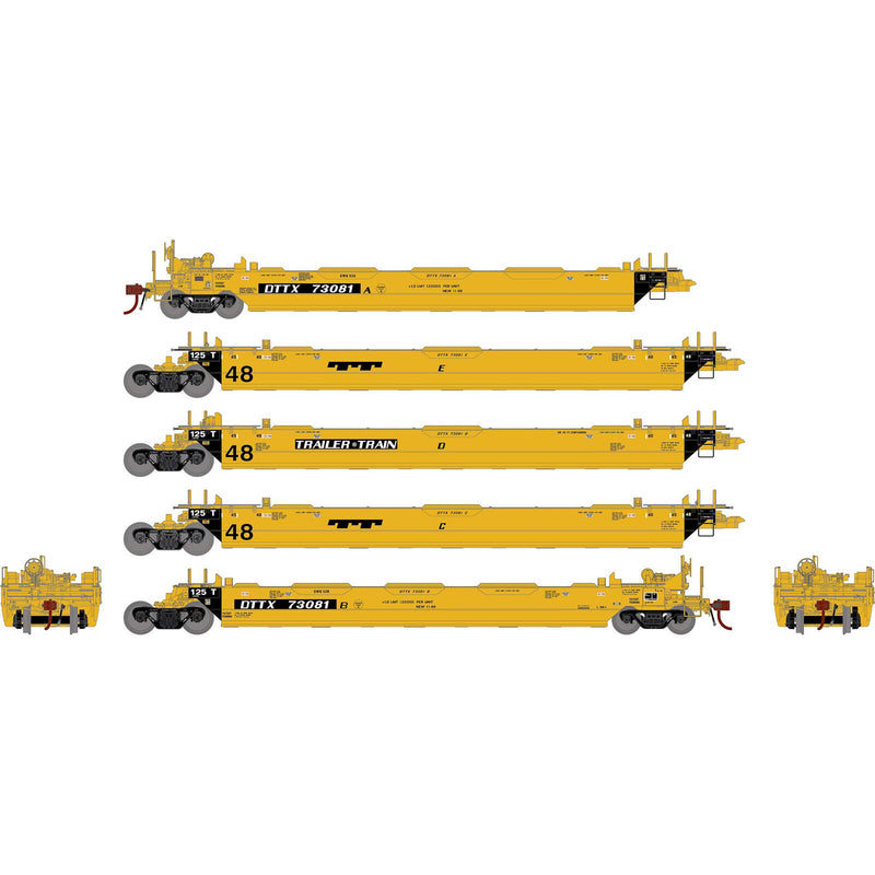 Athearn Genesis G1005 HO Scale Maxi II 5 Unit Well Car Trailer Train TTX DTTX 73081