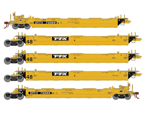 Athearn Genesis G1013 HO Scale Maxi II 5 Unit Well Car Trailer Train TTX DTTX 73069