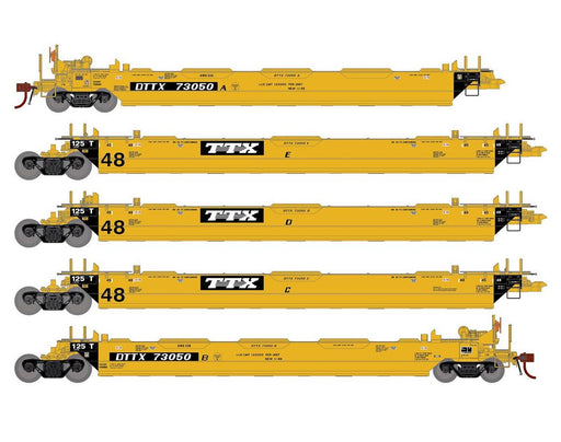 Athearn Genesis G1016 HO Scale Maxi II 5 Unit Well Car Trailer Train TTX DTTX 73050