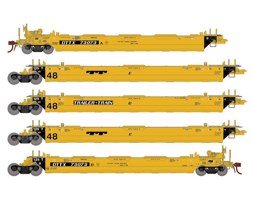 Athearn Genesis G1019 HO Scale Maxi II 5 Unit Well Car Trailer Train TTX DTTX 73073