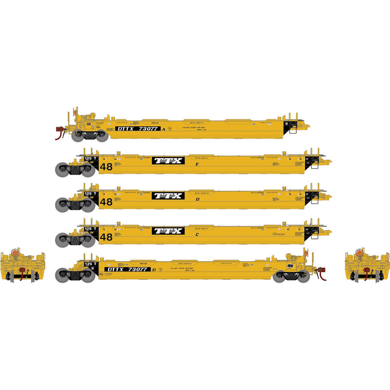 Athearn Genesis G1020 HO Scale Maxi II 5 Unit Well Car Trailer Train TTX DTTX 73077
