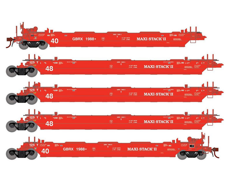Athearn Genesis G1023 HO Scale Maxi II 5 Unit Well Car Greenbrier Demo GBRX 1988